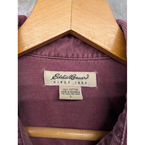 Eddie Bauer women's sz Large lilac corduroy long sleeve button up shirt V7 - Picture 2 of 6